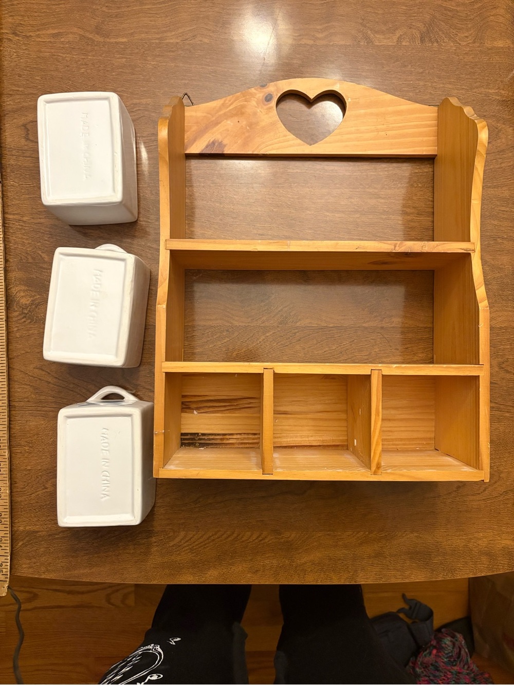 Cottagecore Wooden Spice Cabinet Wall Shelf Ceramic Drawers Heart